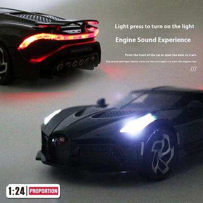 1:24 Bugatti La Voiture Noire Alloy Supercar Diecast Model Car Central Control Ornament Trendy Decorations Birthday Gift for Kid