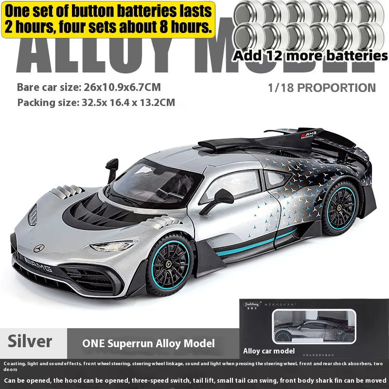 1:18 Mercedes Benz AMG ONE Super Sports Vehicle Alloy Dieacst Model Car Sound & Light Classic Hobby Collectibles Birthday Gifts