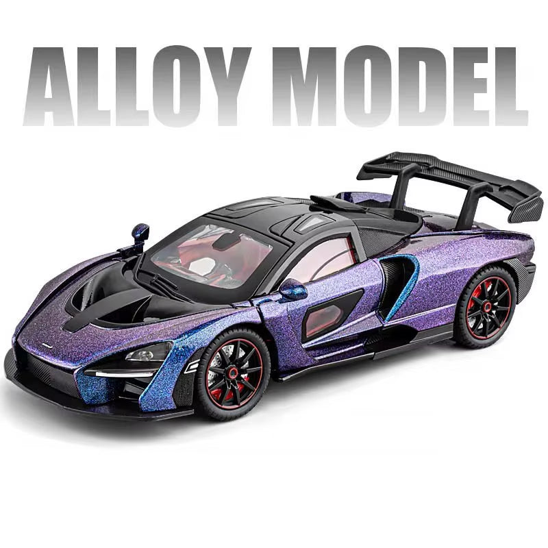 1:24 Mclaren Senna Supercar Scale Car Model Alloy Vehicle Diecast Metal Sound＆Light Collectible Childrens Birthday Toy Car Gift