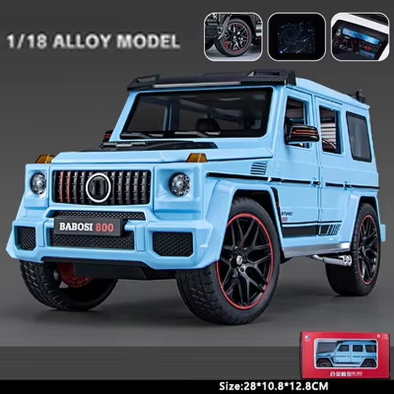 New 1:18 Benz G800 Alloy Car Model Simulation Sound and Light Pull Back Toy Car Off-Road Suv Toy Boy Collection Decoration Gift