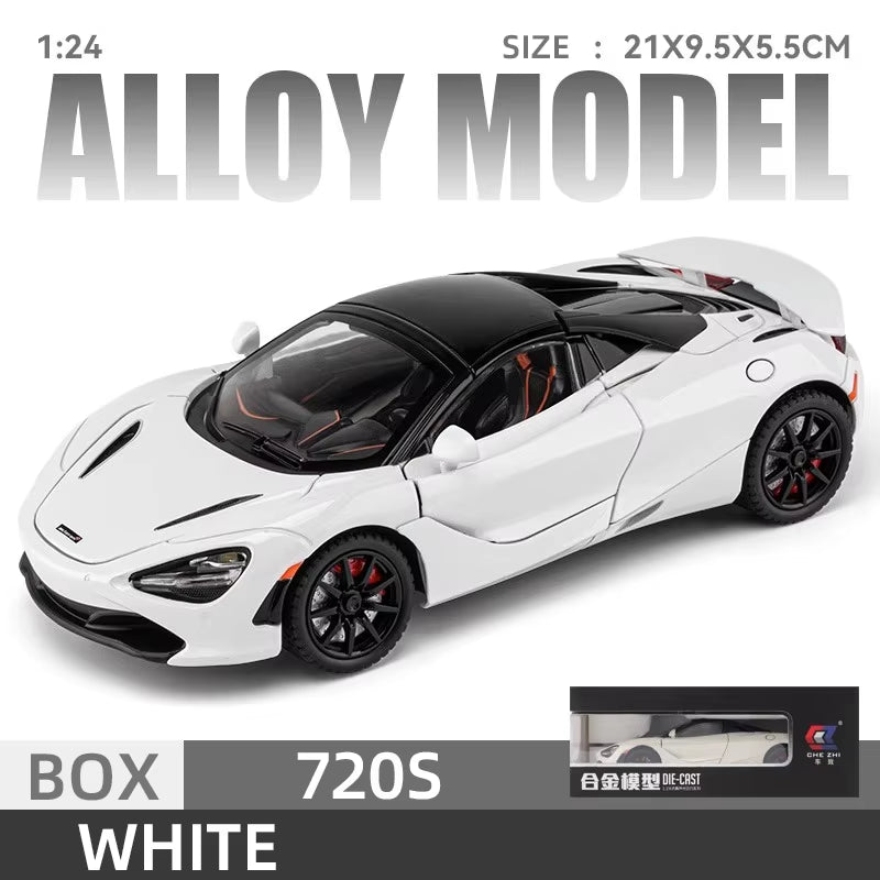 Mclaren 720S 1:24 Super Sportcar Sound & Light Miniatures Alloy Diecast Model Car Presents for Boyfriend Toys for Kid Gift Metal