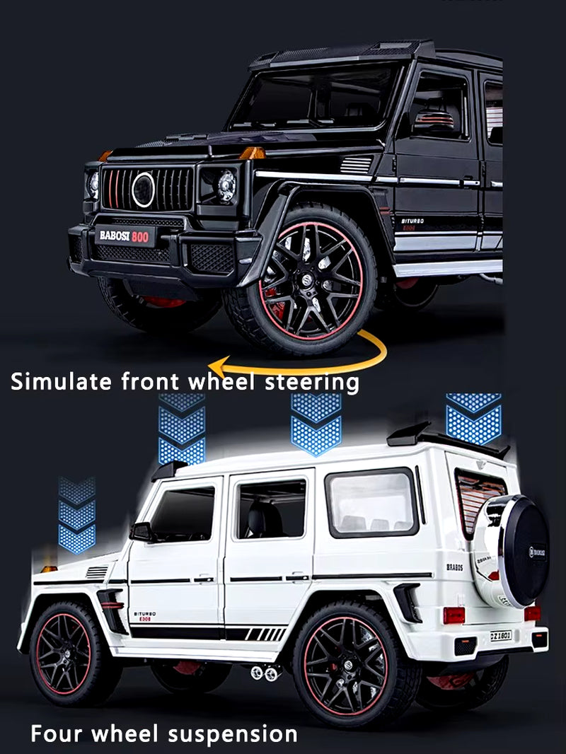 New 1:18 Benz G800 Alloy Car Model Simulation Sound and Light Pull Back Toy Car Off-Road Suv Toy Boy Collection Decoration Gift