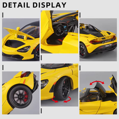 Mclaren 720S 1:24 Super Sportcar Sound & Light Miniatures Alloy Diecast Model Car Presents for Boyfriend Toys for Kid Gift Metal