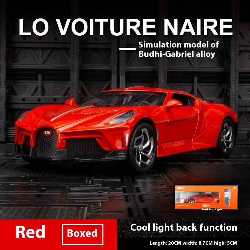 1:24 Bugatti La Voiture Noire Alloy Supercar Diecast Model Car Central Control Ornament Trendy Decorations Birthday Gift for Kid