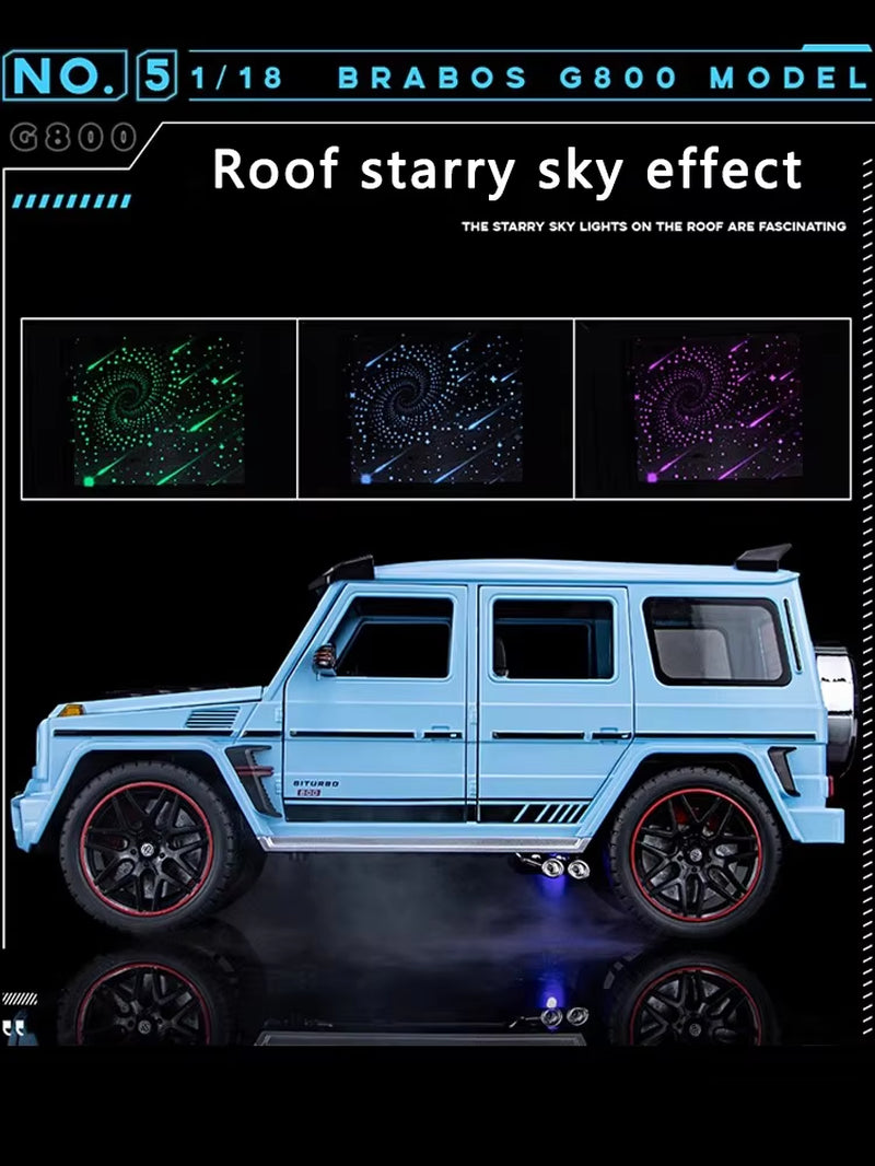 New 1:18 Benz G800 Alloy Car Model Simulation Sound and Light Pull Back Toy Car Off-Road Suv Toy Boy Collection Decoration Gift