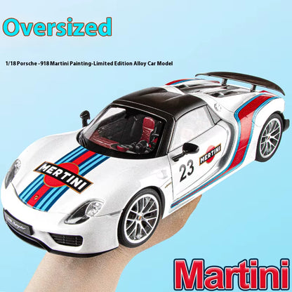 1:18 Porsche 918 Martini Painted Limited Edition Alloy Diecast Car Model Collection of Hobby Ornaments Sound & Light Serie Gift