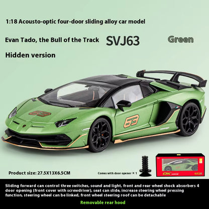 1:18 Scale SVJ63 Alloy Car Toy Model with Sound & Light Effects - Realistic Detail for Kids' Playtime & Collectors' Delight