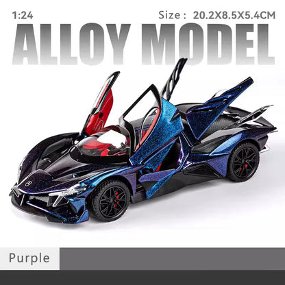 New 1:24 Apollo Evo Alloy Car Model Simulation Sound and Light Pull Back Toy Car Metal Sports Car Boys Collection Ornaments Gift