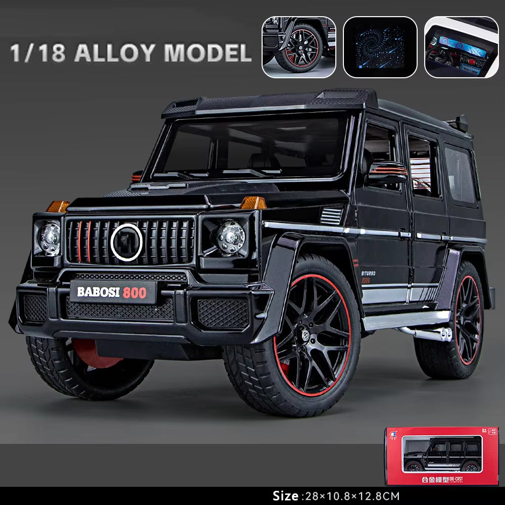 New 1:18 Benz G800 Alloy Car Model Simulation Sound and Light Pull Back Toy Car Off-Road Suv Toy Boy Collection Decoration Gift