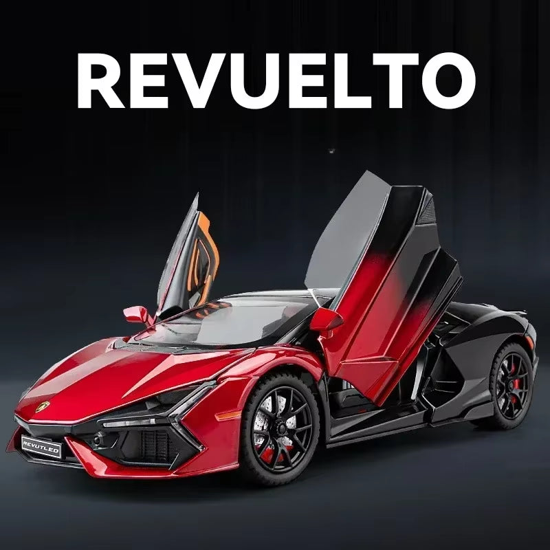 Simualtion 1:24 Lamborghini Revuelto Super Car Model with Sound Light Children Boy Diecast Toy Vehicle Collection Miniature