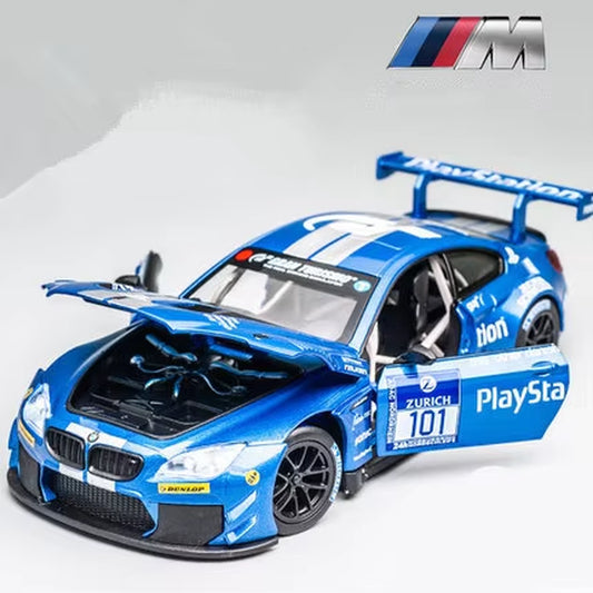 1:24 BMW M4 GT3 Alloy Sports Car Model Diecast Metal Toy Car Vehicles Model Simulation Sound and Light Collection Childrens Gift