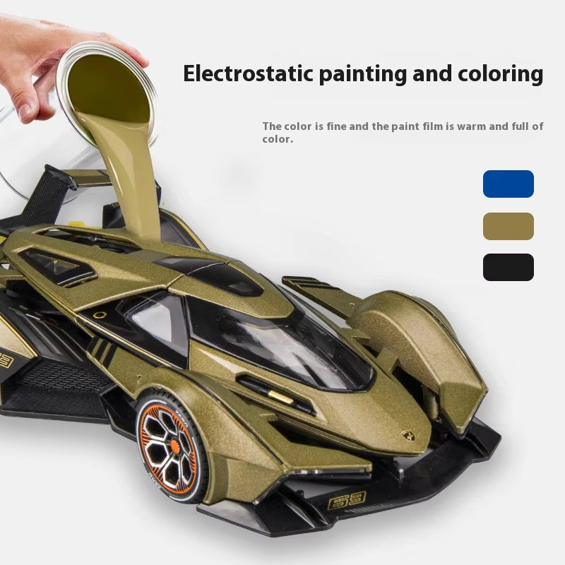 1:24 Lambo V12 GT Metal Vehicle Alloy Sport Car Diecast Car Model Sound and Light Toy Computer Desktop Ornament Collection Gift