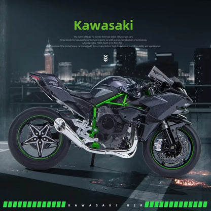 1:9 Kawasaki H2R Ninja V4S S1000RR Alloy Die Cast Motorcycle Model Toy Vehicle Carrying Lights off Road Autocycle Toys Car