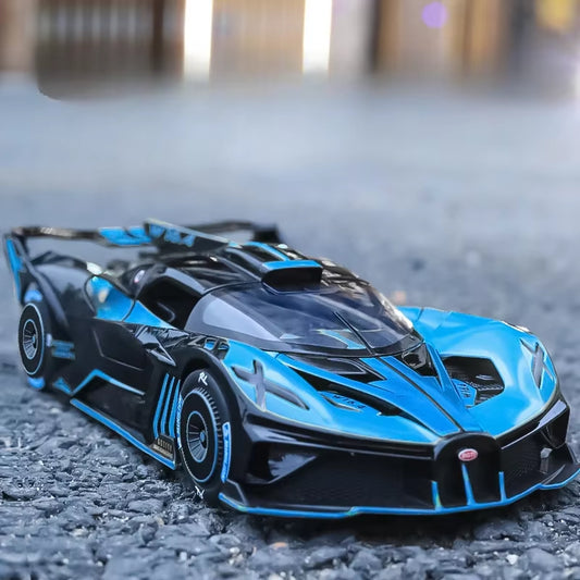 Spray 1/24 Bugatti Bolide Supercar Alloy Model Sound Light Diecast Toy Vehicle Boy Car Toy Gift Collectable Miniature Home Decor