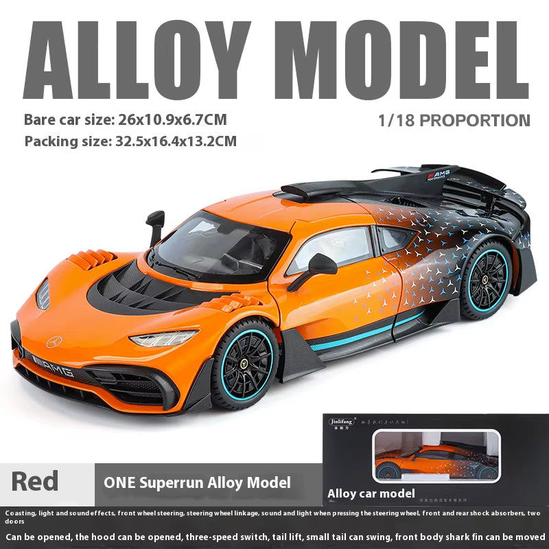 1:18 Mercedes Benz AMG ONE Super Sports Vehicle Alloy Dieacst Model Car Sound & Light Classic Hobby Collectibles Birthday Gifts