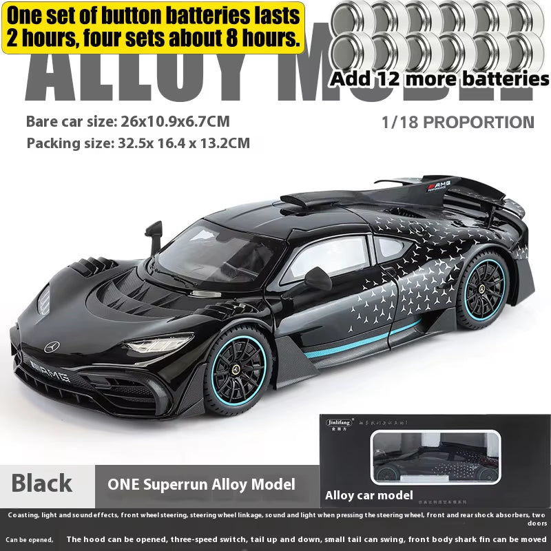 1:18 Mercedes Benz AMG ONE Super Sports Vehicle Alloy Dieacst Model Car Sound & Light Classic Hobby Collectibles Birthday Gifts