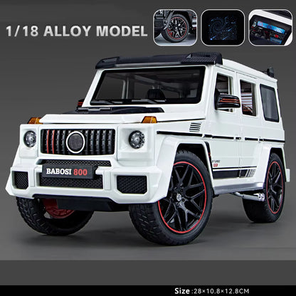 New 1:18 Benz G800 Alloy Car Model Simulation Sound and Light Pull Back Toy Car Off-Road Suv Toy Boy Collection Decoration Gift