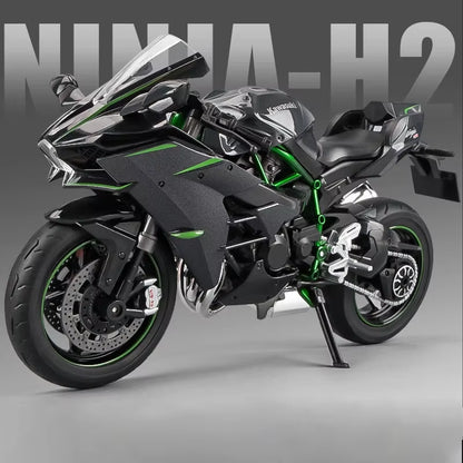 1:9 Kawasaki H2R Ninja V4S S1000RR Alloy Die Cast Motorcycle Model Toy Vehicle Carrying Lights off Road Autocycle Toys Car