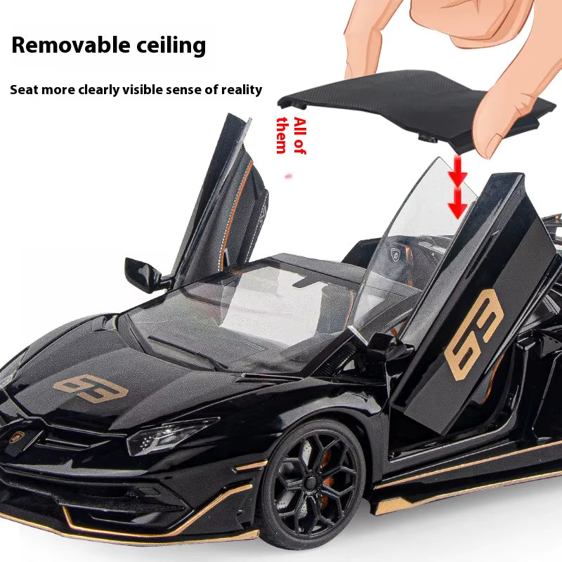 1:18 Scale SVJ63 Alloy Car Toy Model with Sound & Light Effects - Realistic Detail for Kids' Playtime & Collectors' Delight