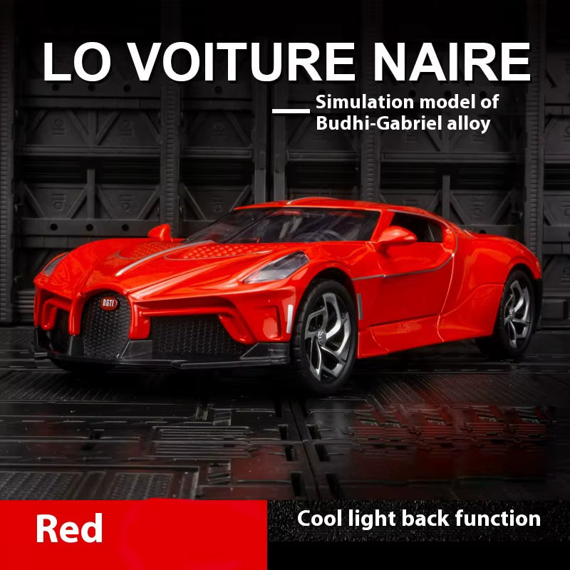 1:24 Bugatti La Voiture Noire Alloy Supercar Diecast Model Car Central Control Ornament Trendy Decorations Birthday Gift for Kid