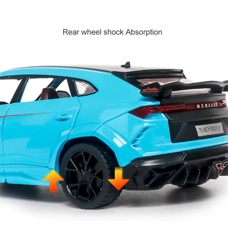 1:24 URUS SUV Alloy Modified Sports Car Model Diecast Metal Off-Road Vehicle Model Simulation Sound and Light Childrens Toy Gift