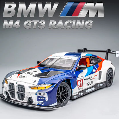 1:24 BMW M4 GT3 Alloy Sports Car Model Diecast Metal Toy Car Vehicles Model Simulation Sound and Light Collection Childrens Gift