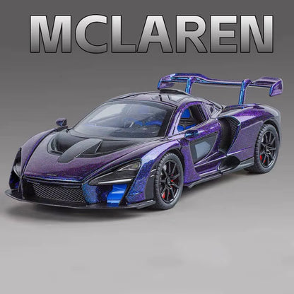 1:24 Mclaren Senna Supercar Scale Car Model Alloy Vehicle Diecast Metal Sound＆Light Collectible Childrens Birthday Toy Car Gift