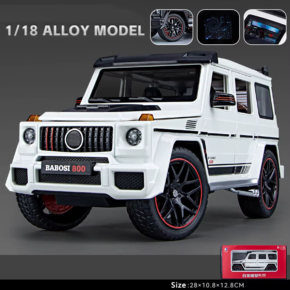 New 1:18 Benz G800 Alloy Car Model Simulation Sound and Light Pull Back Toy Car Off-Road Suv Toy Boy Collection Decoration Gift