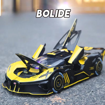 Spray 1/24 Bugatti Bolide Supercar Alloy Model Sound Light Diecast Toy Vehicle Boy Car Toy Gift Collectable Miniature Home Decor