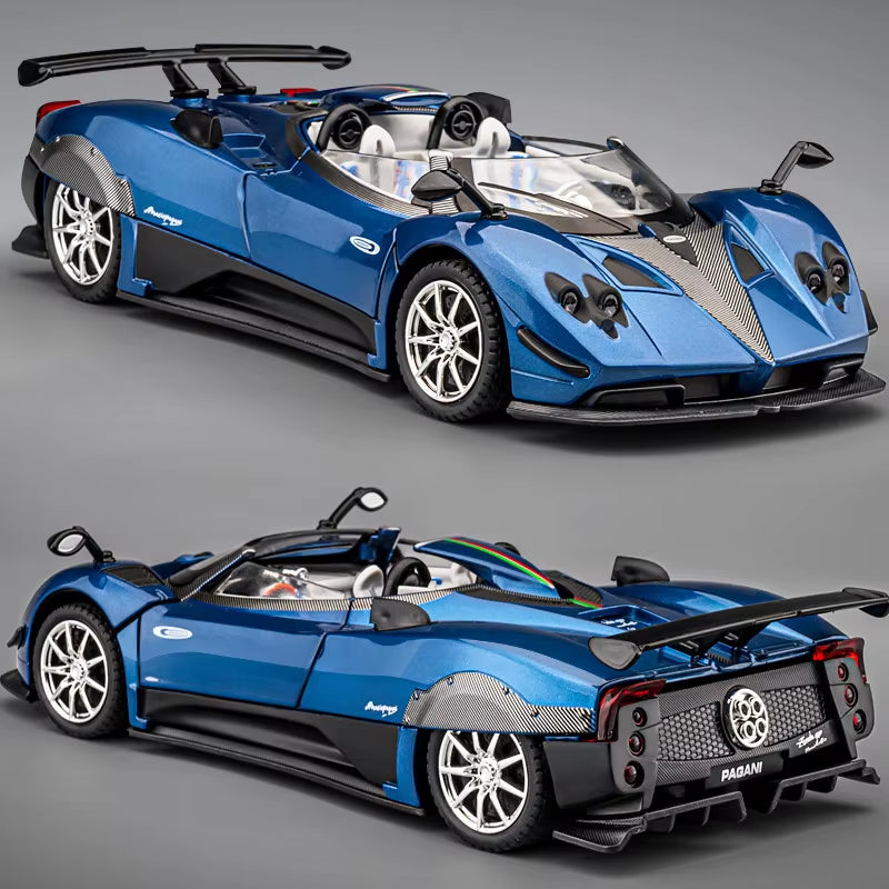 1:24 Pagani Zonda HP Barchetta Supercar Alloy Car Model Sound and Light Pull Back Children'S Toy Collectibles Birthday Gift