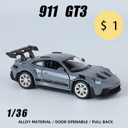 1:36 Porsche 911 GT3 RS Metal Sports Vehicles Supercar Fast Furious One Piece Car Toy Boy Diecast Auto Model Gift Hot Wheel Pull