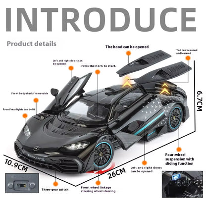 1:18 Mercedes Benz AMG ONE Super Sports Vehicle Alloy Dieacst Model Car Sound & Light Classic Hobby Collectibles Birthday Gifts