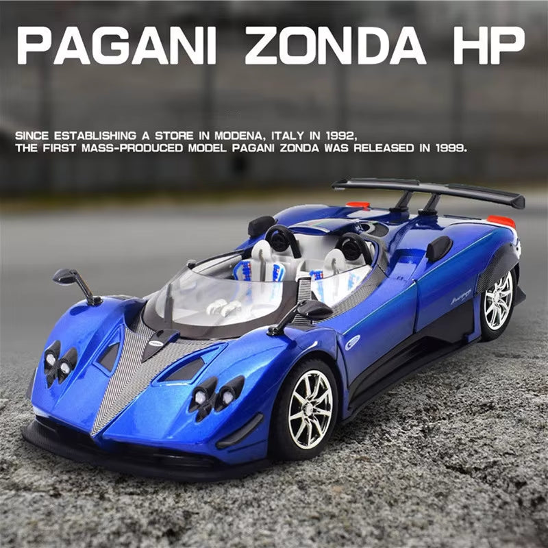 1:24 Pagani Zonda HP Barchetta Supercar Alloy Car Model Sound and Light Pull Back Children'S Toy Collectibles Birthday Gift