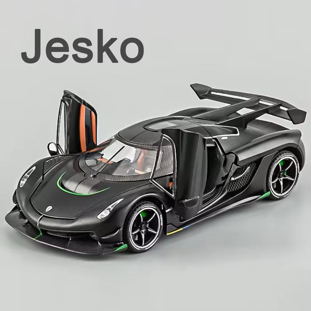 1:24 Scale Jesko Sports Cars Models Toys Alloy Diecast Wheel Pull Back Supercar 4 Doors Opened Vehicles for Boys Birthday Gifts