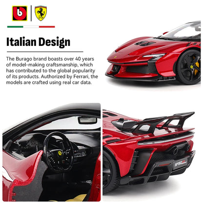 1:18 Ferrari SF90 XX Stradale Red/White Alloy Luxury Vehicle Diecast Cars Model Toy Collection Gift for Boys