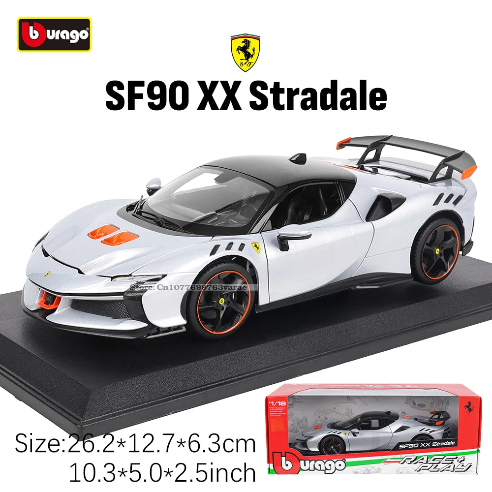 1:18 Ferrari SF90 XX Stradale Red/White Alloy Luxury Vehicle Diecast Cars Model Toy Collection Gift for Boys