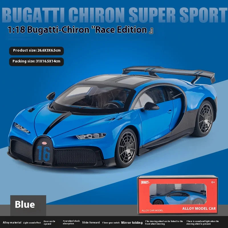 1:18 Scale Bugatti Chiron Alloy Car Model with Lights & Sounds - Ideal Gift for Car Lovers & Kids - Authentic Replica