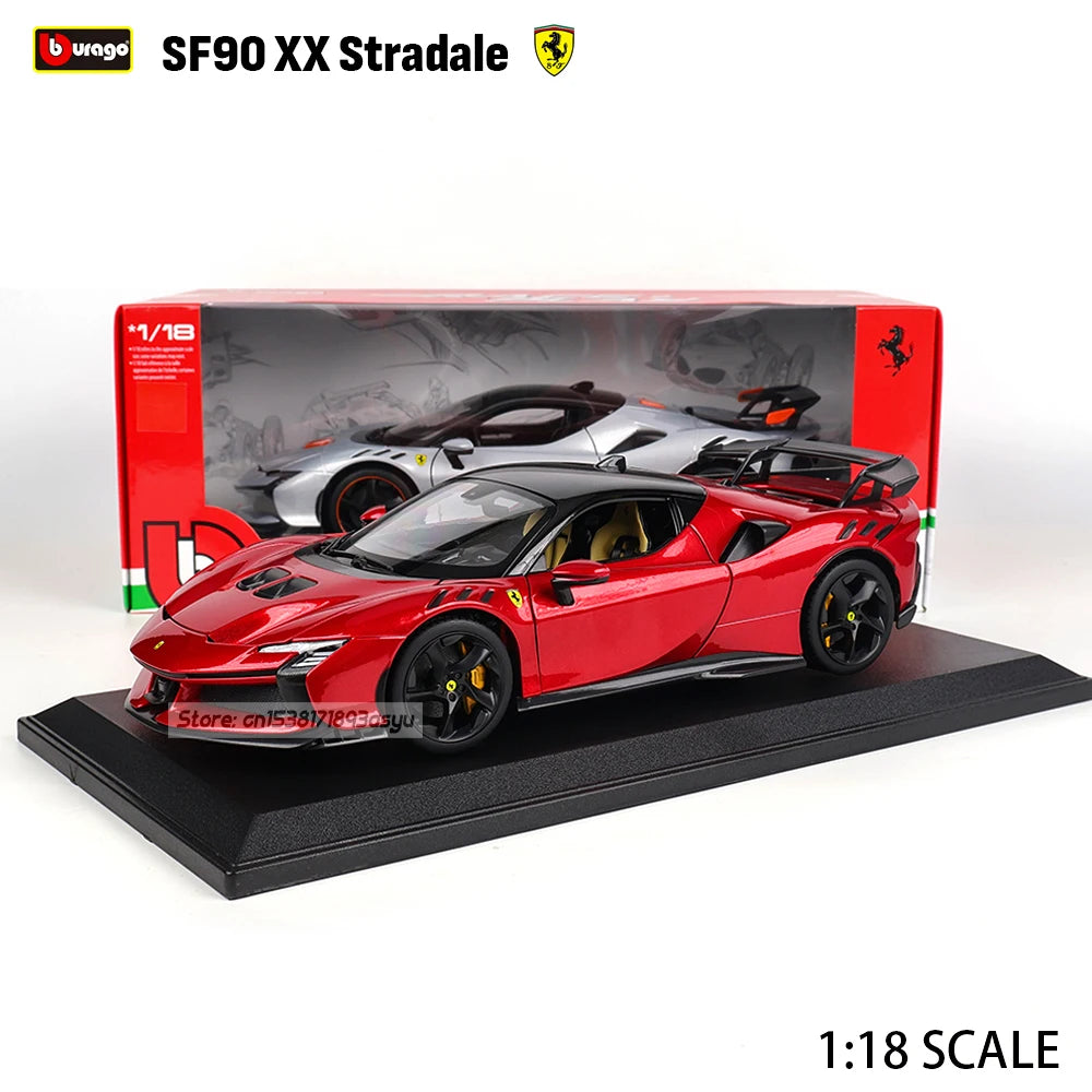 1:18 Ferrari SF90 XX Stradale Red/White Alloy Luxury Vehicle Diecast Cars Model Toy Collection Gift for Boys