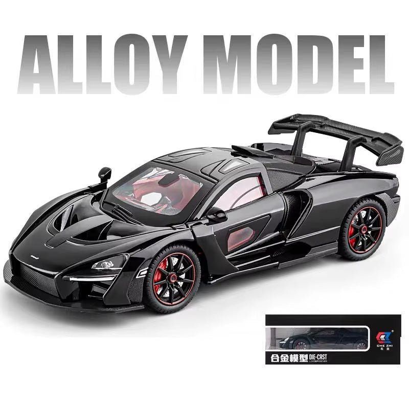 1:24 Mclaren Senna Supercar Scale Car Model Alloy Vehicle Diecast Metal Sound＆Light Collectible Childrens Birthday Toy Car Gift