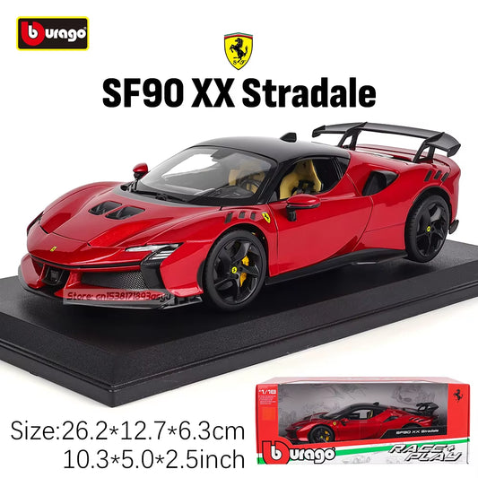 1:18 Ferrari SF90 XX Stradale Red/White Alloy Luxury Vehicle Diecast Cars Model Toy Collection Gift for Boys