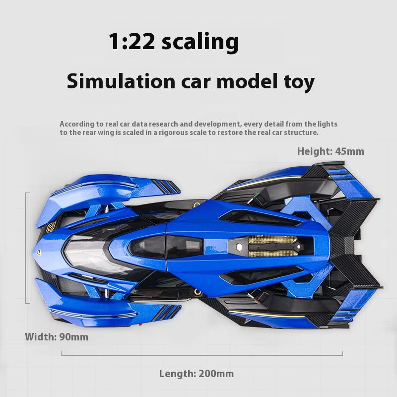 1:24 Lambo V12 GT Metal Vehicle Alloy Sport Car Diecast Car Model Sound and Light Toy Computer Desktop Ornament Collection Gift