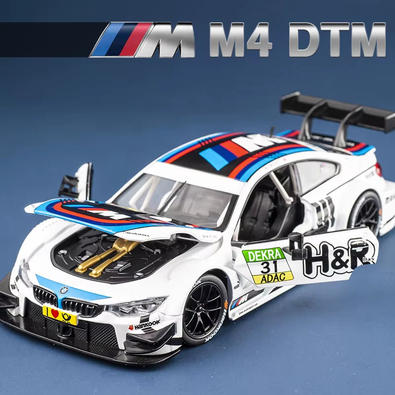 1:24 BMW M4 GT3 Alloy Sports Car Model Diecast Metal Toy Car Vehicles Model Simulation Sound and Light Collection Childrens Gift