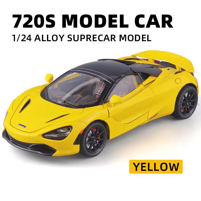 Mclaren 720S 1:24 Super Sportcar Sound & Light Miniatures Alloy Diecast Model Car Presents for Boyfriend Toys for Kid Gift Metal