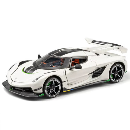 1:24 Scale Jesko Sports Cars Models Toys Alloy Diecast Wheel Pull Back Supercar 4 Doors Opened Vehicles for Boys Birthday Gifts