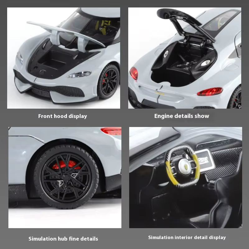 1:24 Gemera GT Super Sport Car Alloy Diecast Metal Model Car Sound & Light Hobby Collectibles Trendy Ornament Gift for Boyfriend