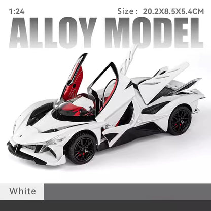 New 1:24 Apollo Evo Alloy Car Model Simulation Sound and Light Pull Back Toy Car Metal Sports Car Boys Collection Ornaments Gift