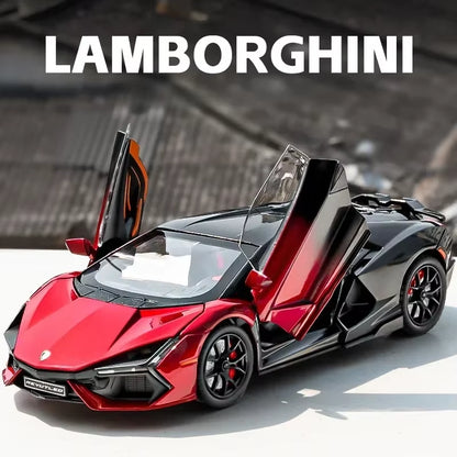 Simualtion 1:24 Lamborghini Revuelto Super Car Model with Sound Light Children Boy Diecast Toy Vehicle Collection Miniature