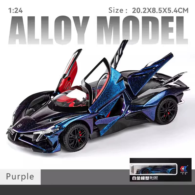 New 1:24 Apollo Evo Alloy Car Model Simulation Sound and Light Pull Back Toy Car Metal Sports Car Boys Collection Ornaments Gift