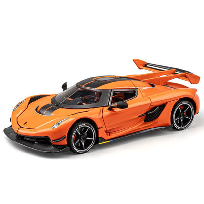 1:24 Scale Jesko Sports Cars Models Toys Alloy Diecast Wheel Pull Back Supercar 4 Doors Opened Vehicles for Boys Birthday Gifts