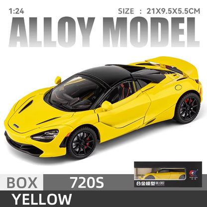 Mclaren 720S 1:24 Super Sportcar Sound & Light Miniatures Alloy Diecast Model Car Presents for Boyfriend Toys for Kid Gift Metal